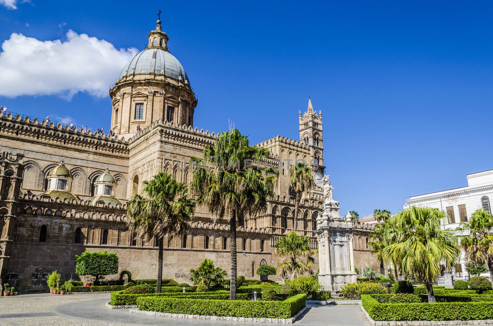 Facade of the Norman Arab-style palermo cathedral and declared a World Heritage Site