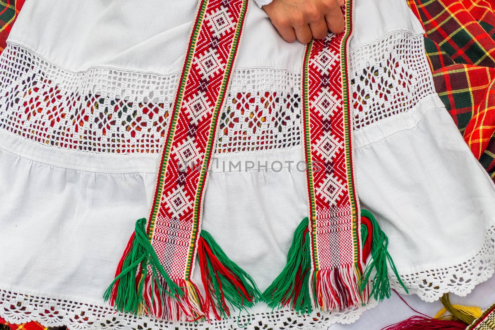 Traditional Old Lithuanian Costume. Lithuanian National Dress Ornament.