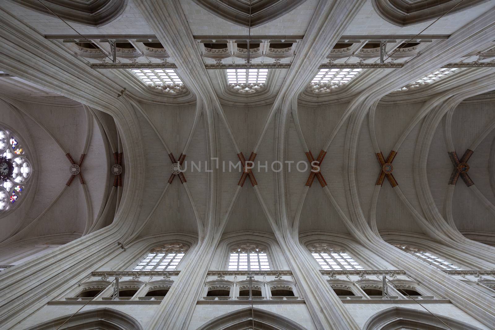 Nantes, France: 22 February 2020: Ceiling of Nantes Cathedral, Cathedral of St. Peter and St. Paul of Nantes