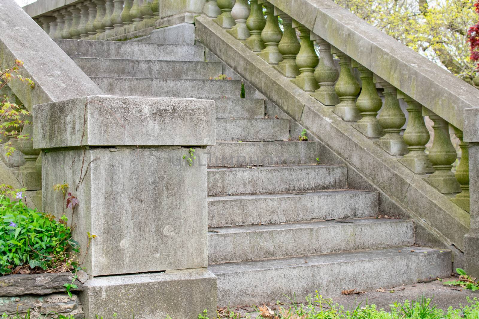 Detailed Stone Steps Leading Up to a Large Ornamental Mansion