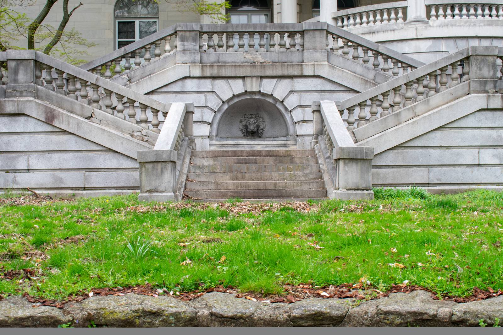 Detailed Stone Steps Leading Up to a Large Mansion by bju12290