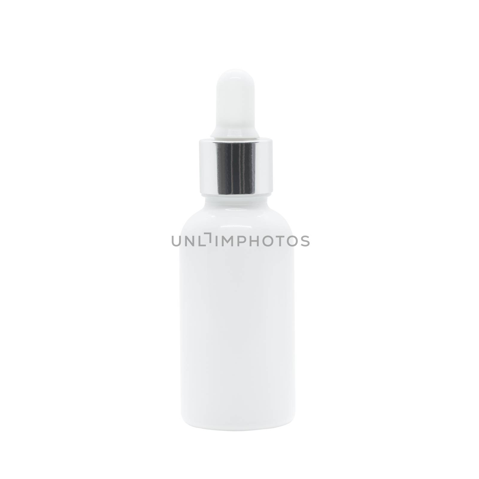 White glass dropper serum bottle on white background by stoonn