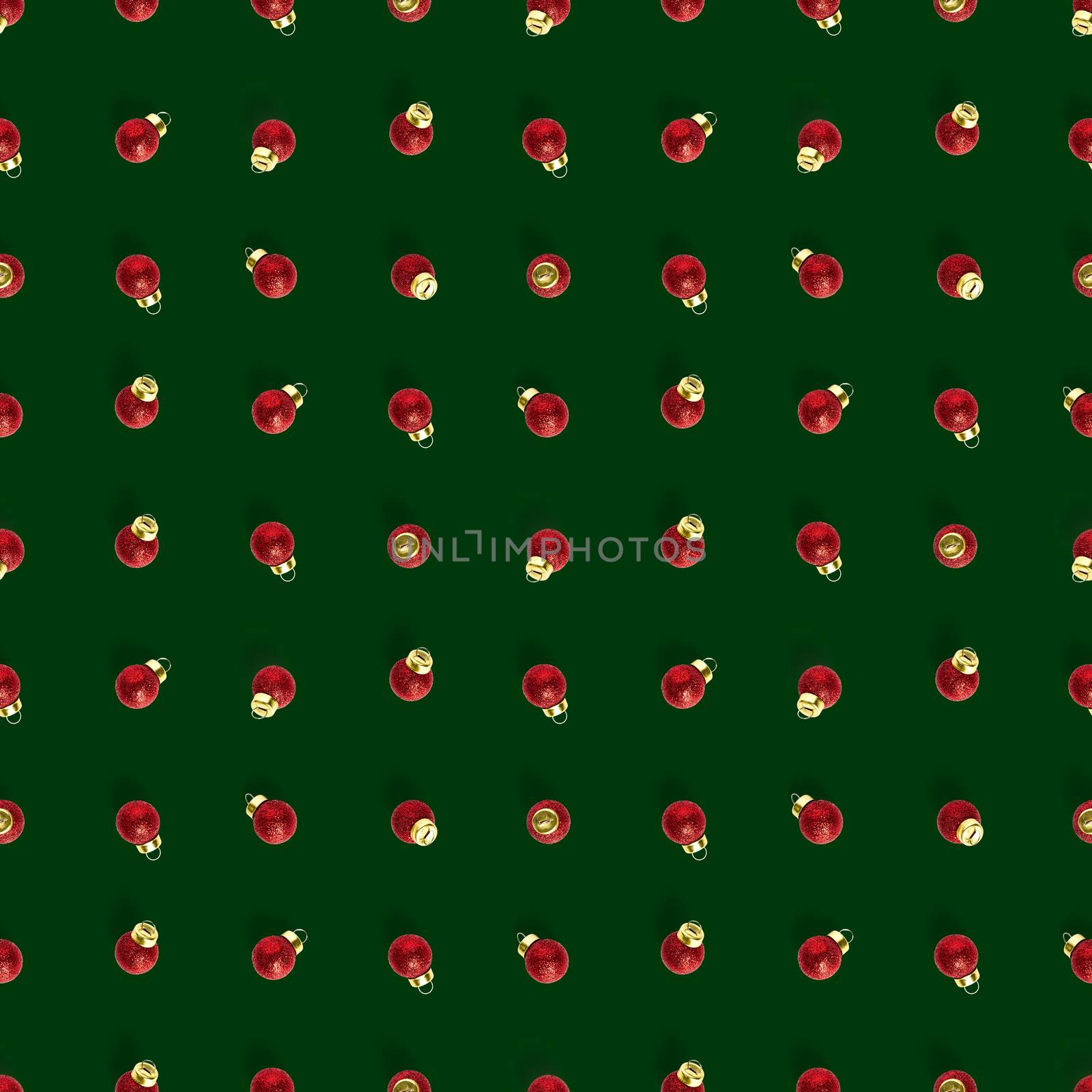 Seamless pattern with red Christmas decorations on white background. Christmas red ornaments Seamless pattern. Christmas abstract background made from balls.