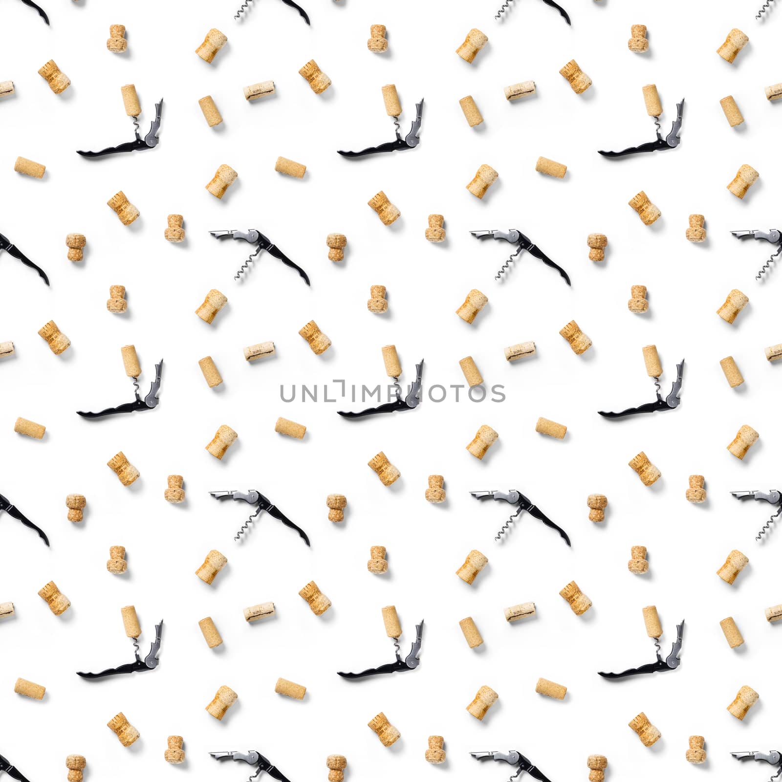 seamless pattern wine corks on a white backlit background. wine seamless pattern with corks and corkscrew for fabric print, paper print, wallpapers, design