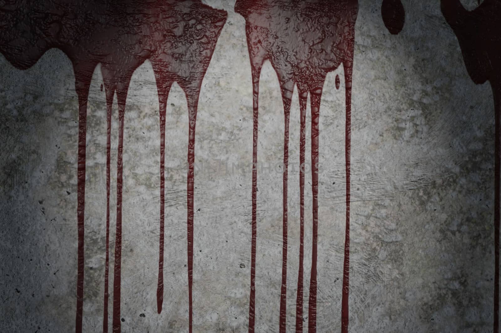 Old grunge red blood stained concrete texture wall room background with space for text .