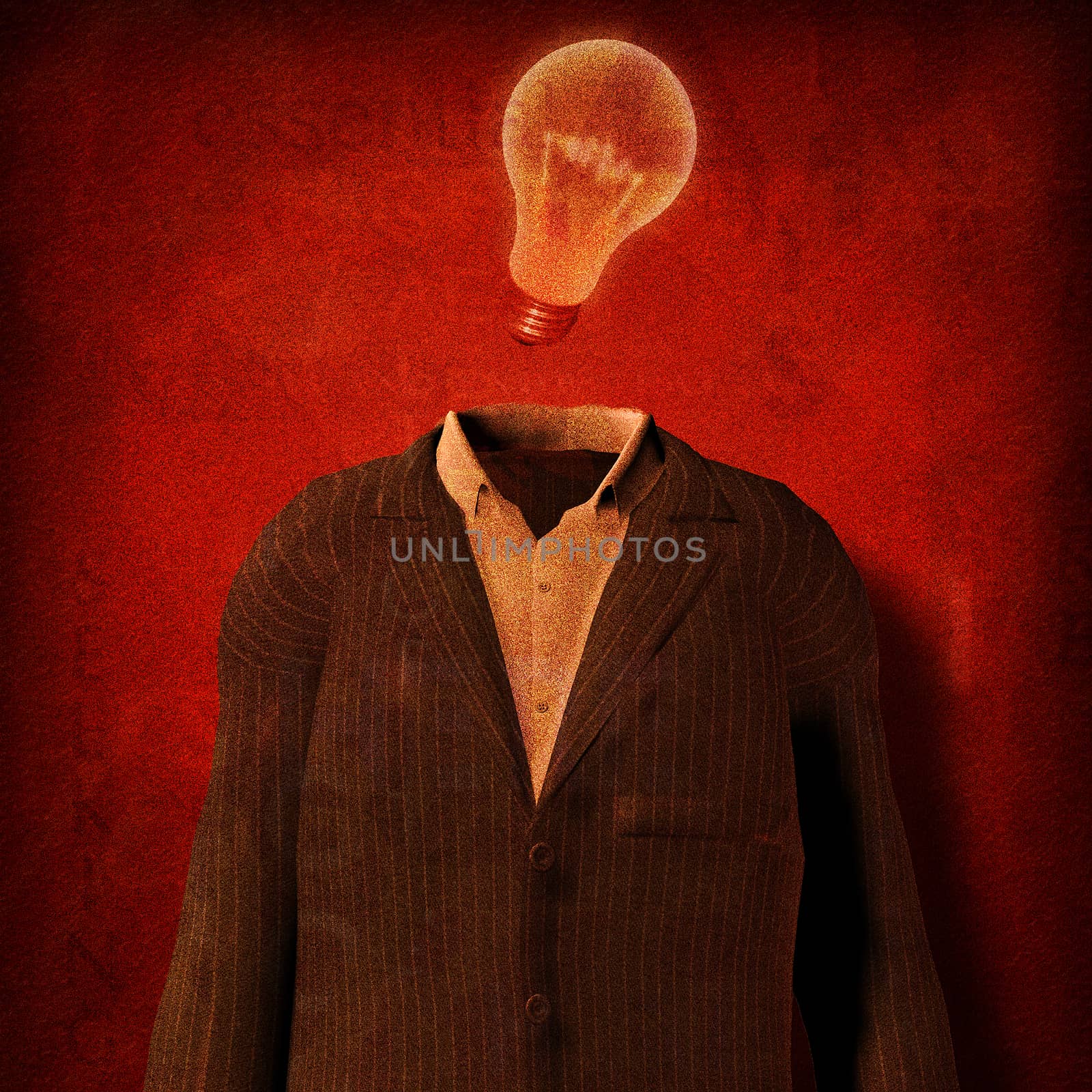 Light bulb and suit. 3D rendering