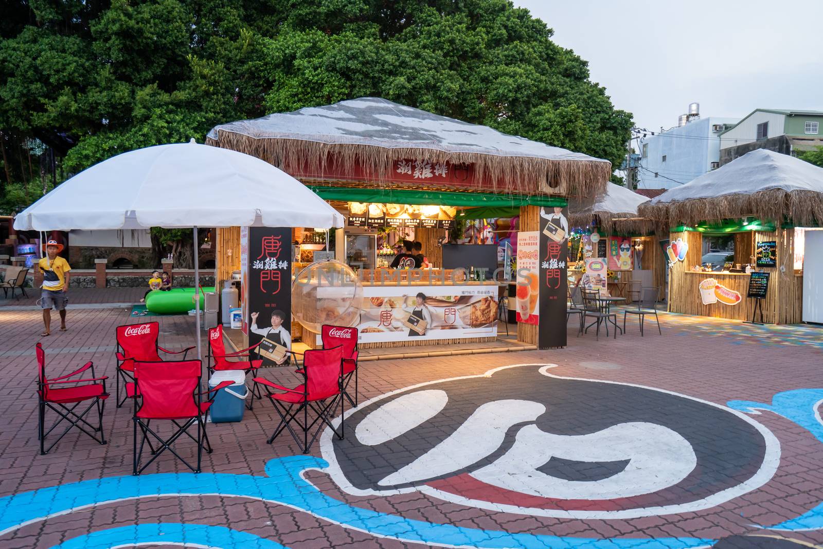 Tainan, Taiwan - Sep. 14, 2020: Anping ORCA GO Carnival Festival landmark park in the evening.