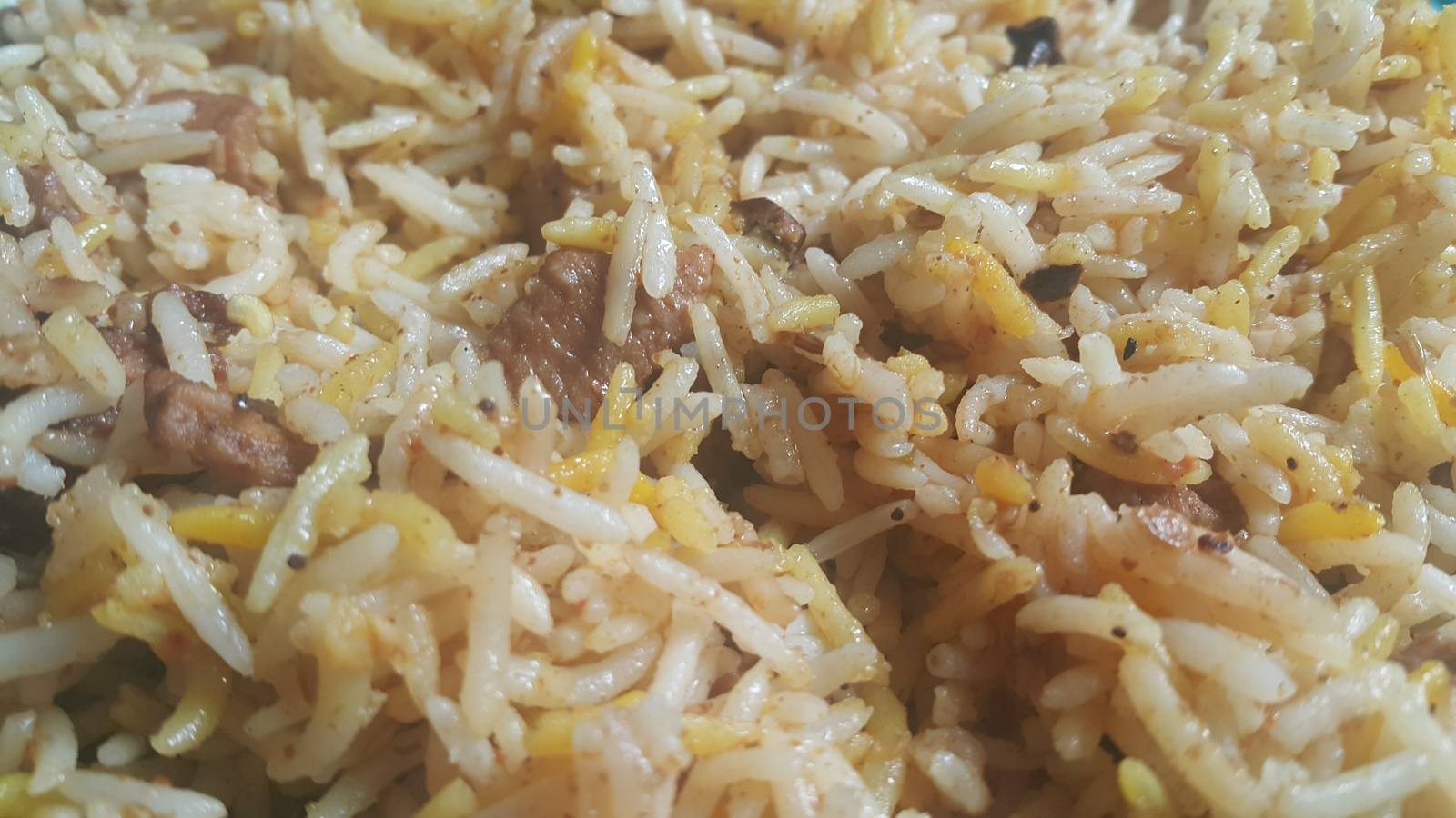 Traditional home made basmati rice pulao or pulav with chana, or vegetable rice dish
