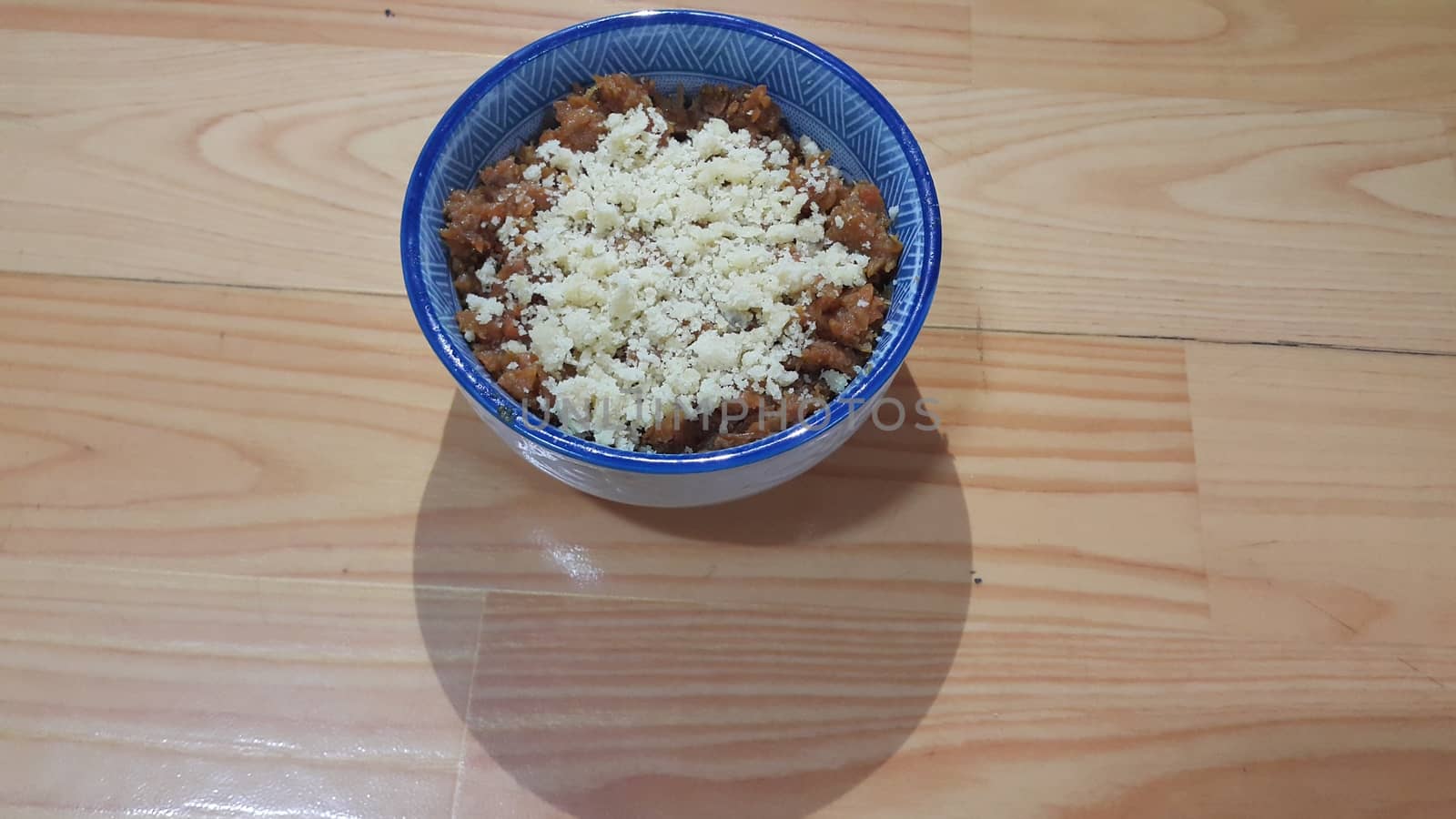 Closeup view of traditional  tasty sweet dessert called Suji Halwa or Halva, made of Semolina at home in south Asian countries with different dry fruit ingredients
