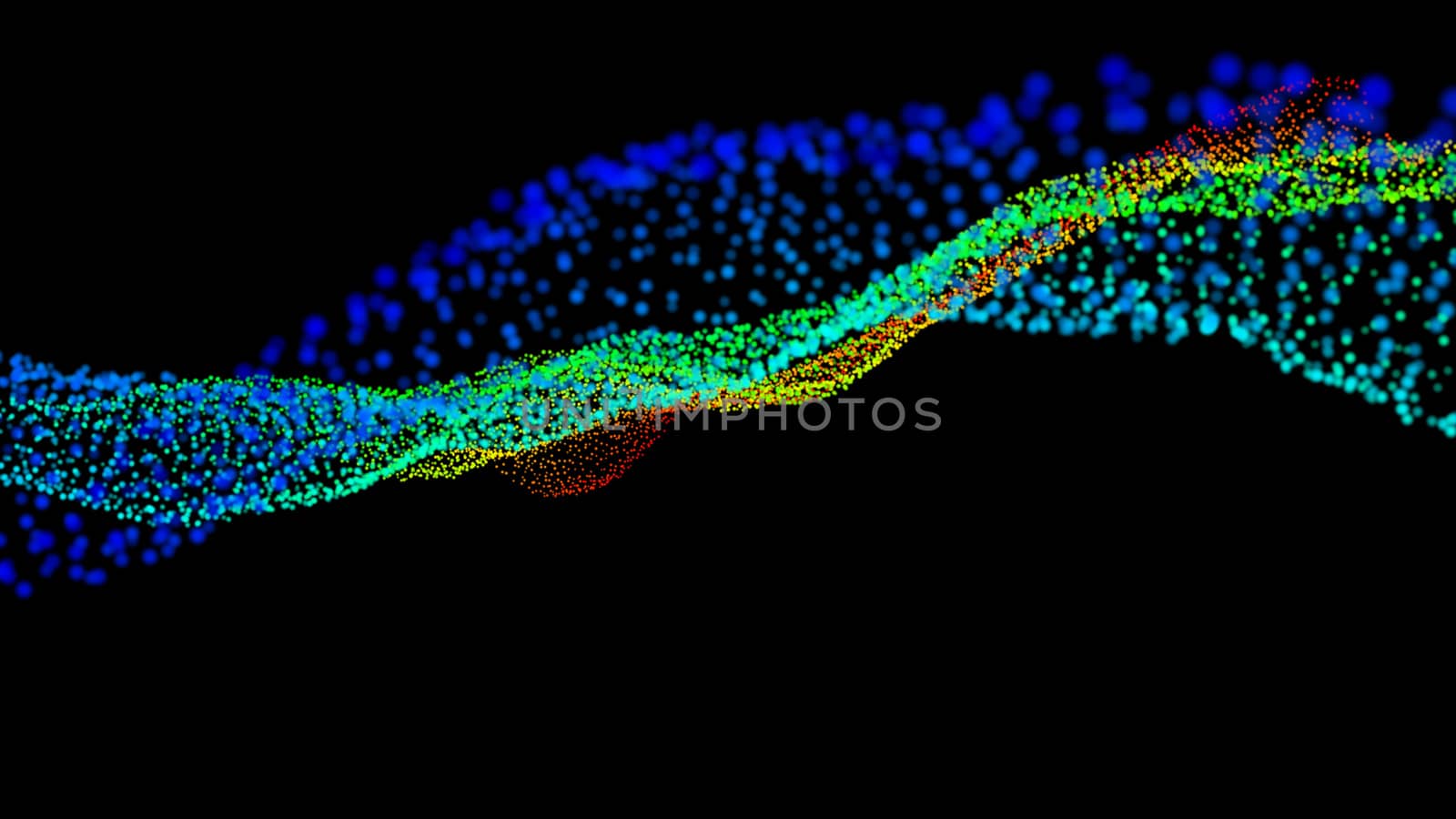 Black abstract texture background with glittery colored shiny bokeh spheres. Sparkling glittered particles on black background for placard, banner and greeting cards.
