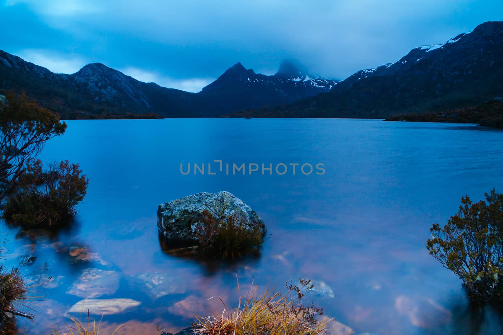 Famous Dove Lake at dusk in Cradle Mountain, Tasmania, Australia