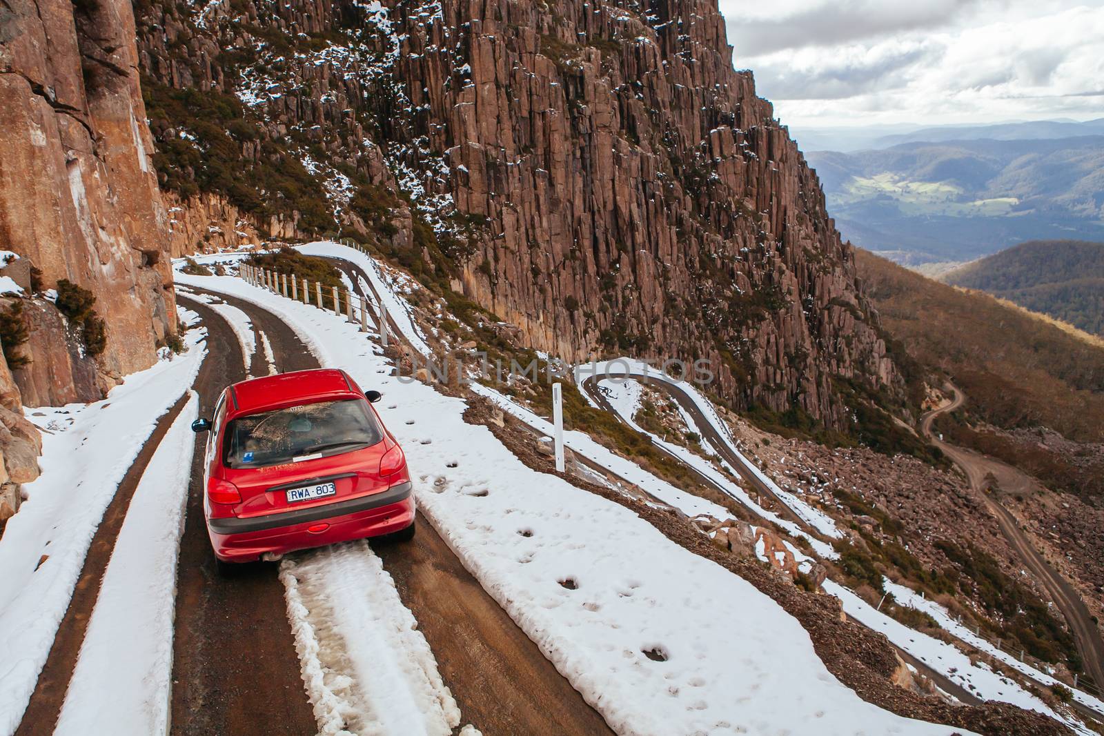 The infamous Jacob's Ladder road climb at Ben Lomond, Tasmania, Australia