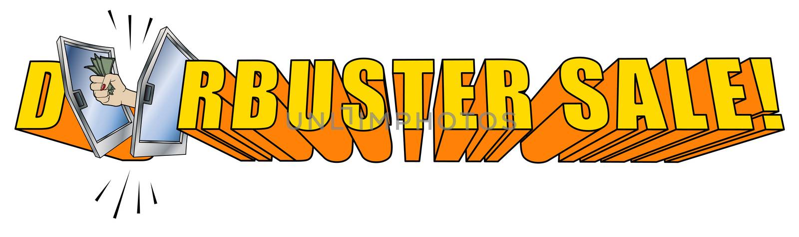 Doorbuster Sale Copy Logo 3D on White Background by illstudio