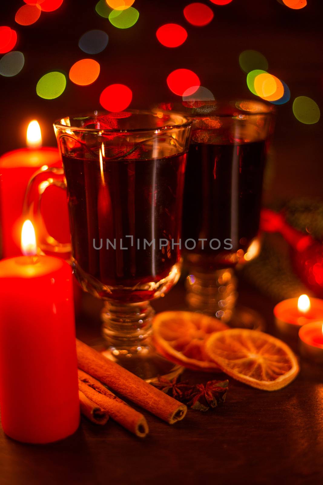 Mulled wine and holiday lights by destillat