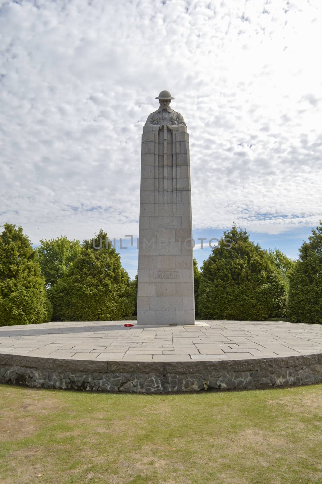 Brooding Soldier at Saint Julien Memorial, Langemark, Belgium. Canadian WW1 war monument by kb79