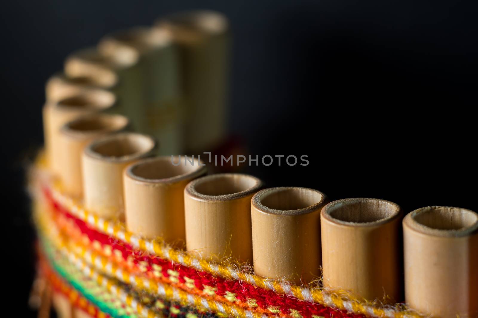 National Latin American musical instrument. Wind instrument of the Incas. Peruvian flute. A handmade musical instrument made of bamboo.