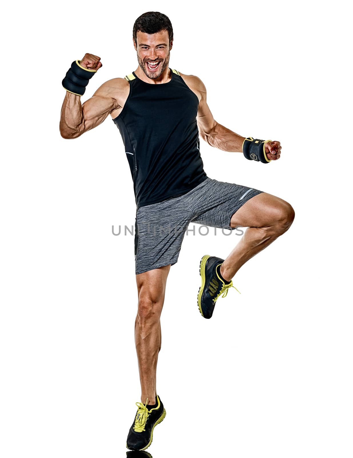 fitness man cardio boxing exercises isolated by PIXSTILL