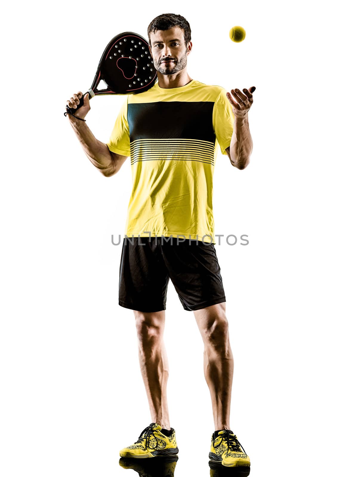 Paddle tennis player man isolated white background by PIXSTILL
