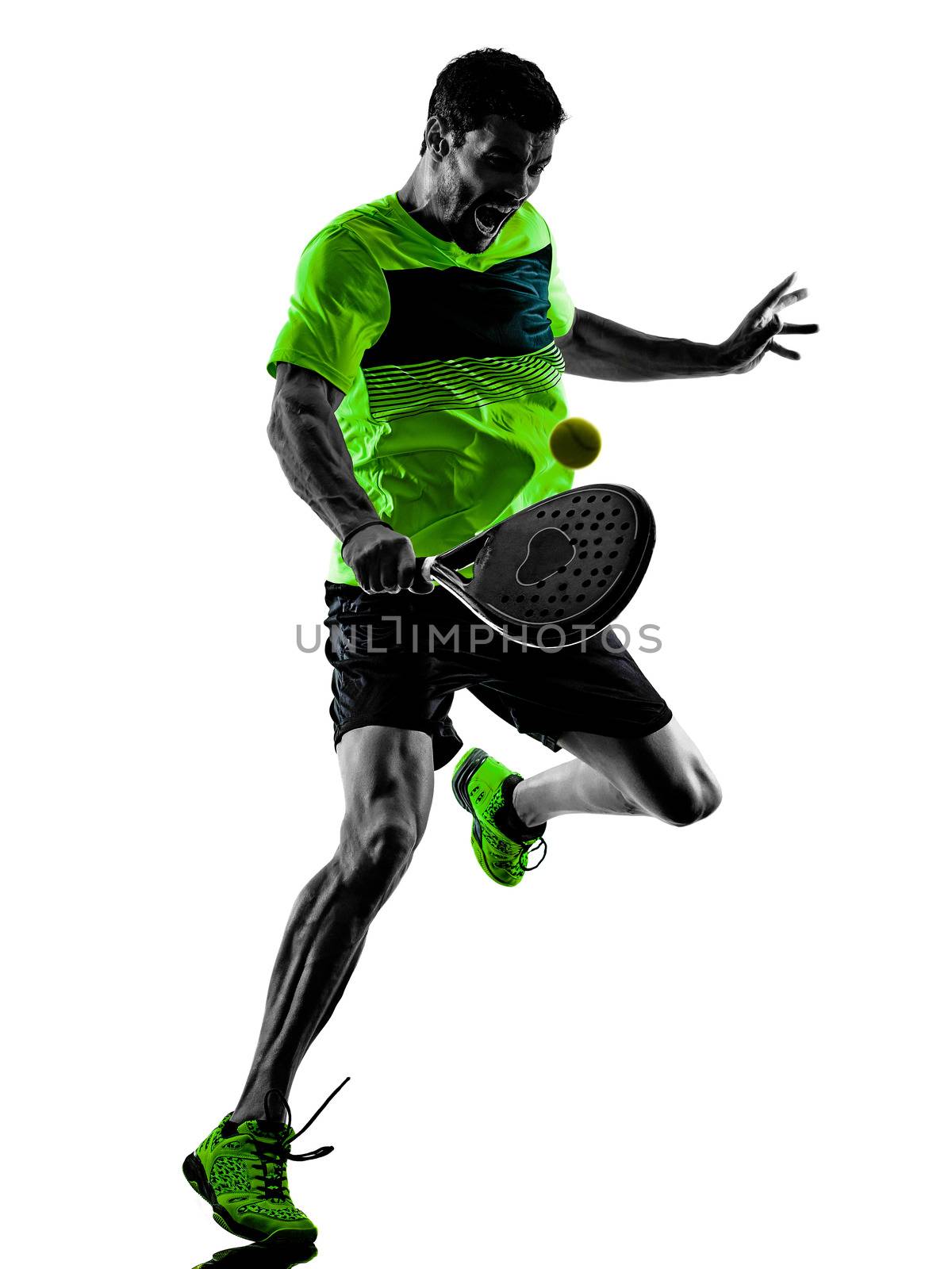 Padel tennis player man isolated white background by PIXSTILL