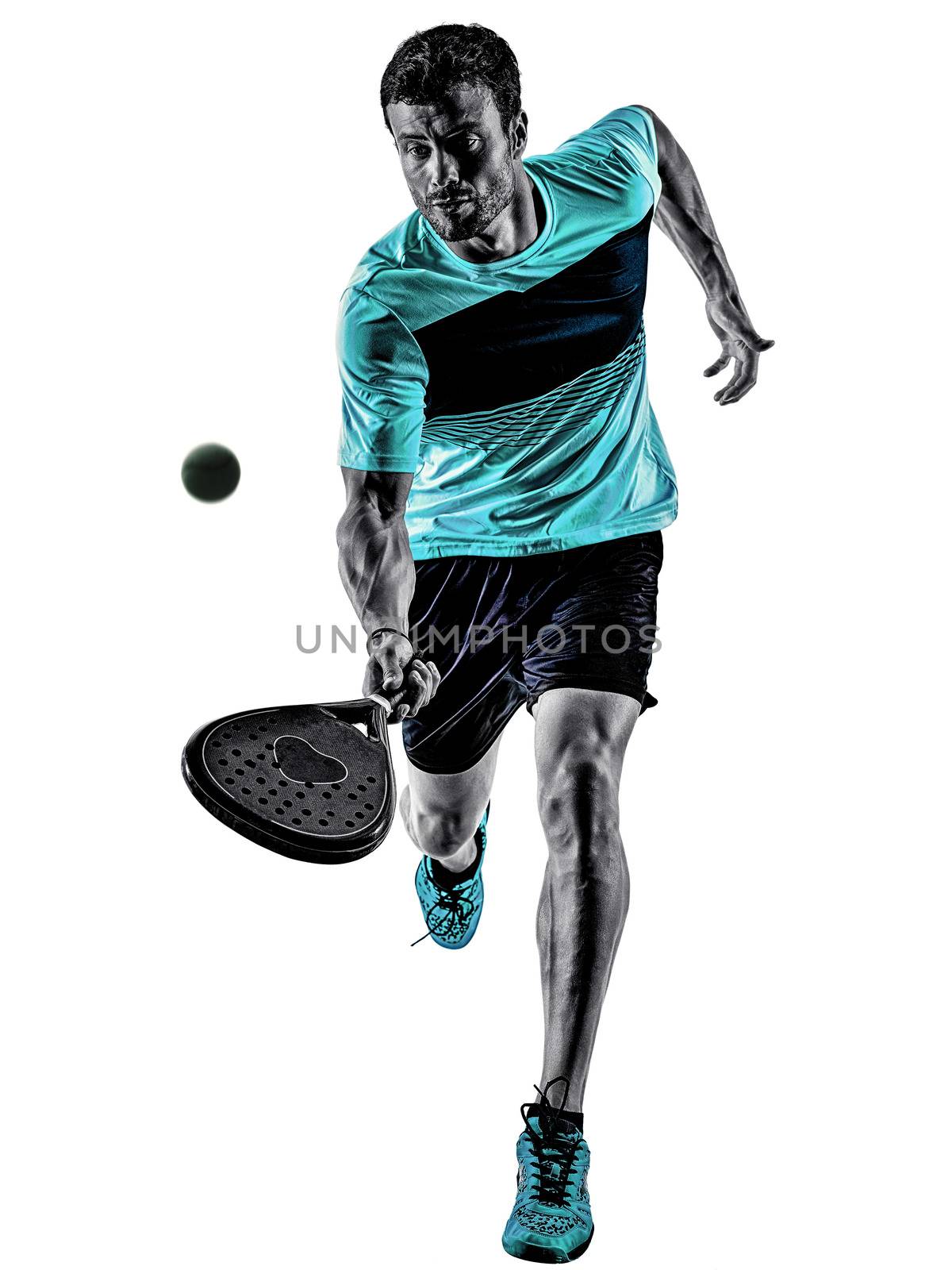 Padel tennis player man isolated white background by PIXSTILL