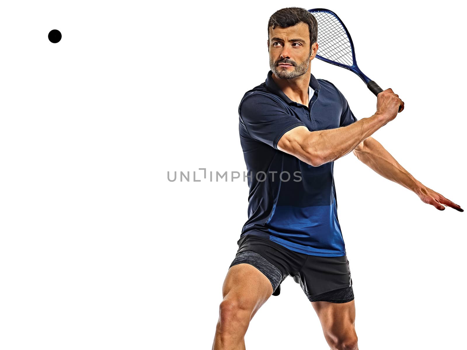squash player man isolated white background by PIXSTILL