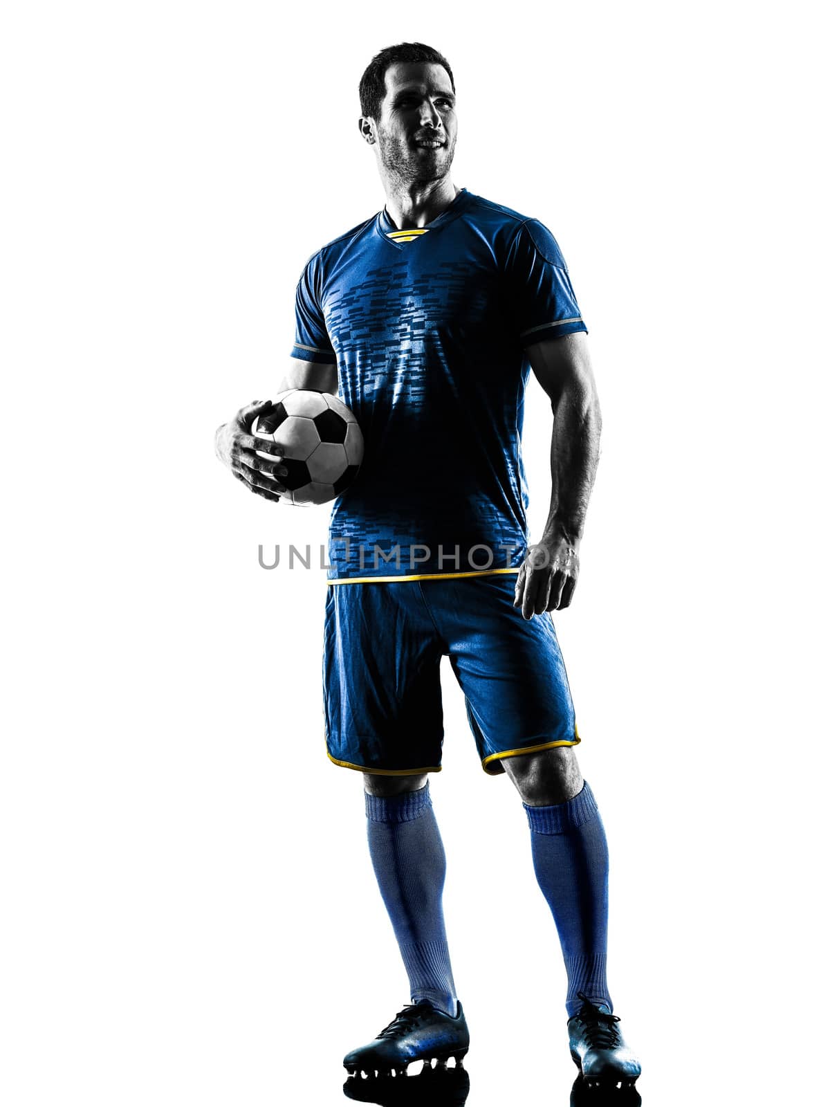 soccer player man standing silhouette isolated  by PIXSTILL