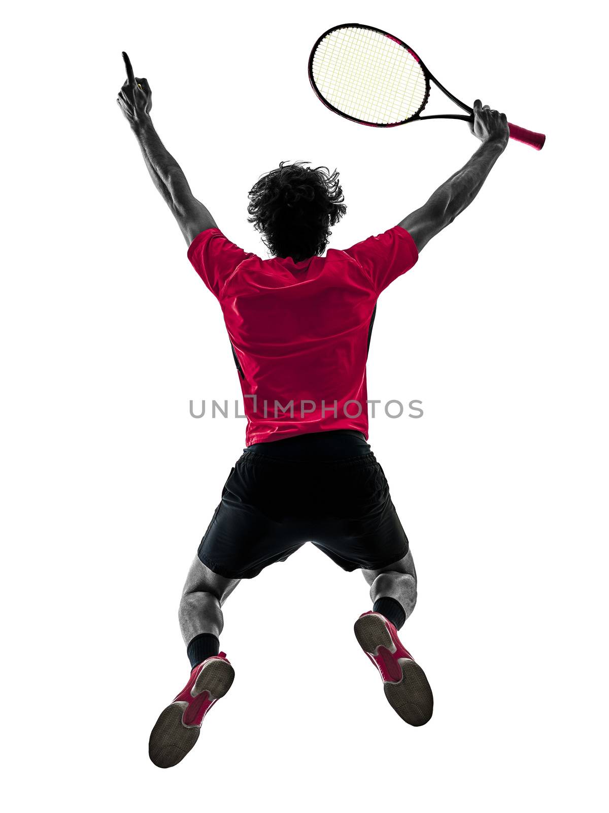 tennis player man silhouette isolated white background by PIXSTILL