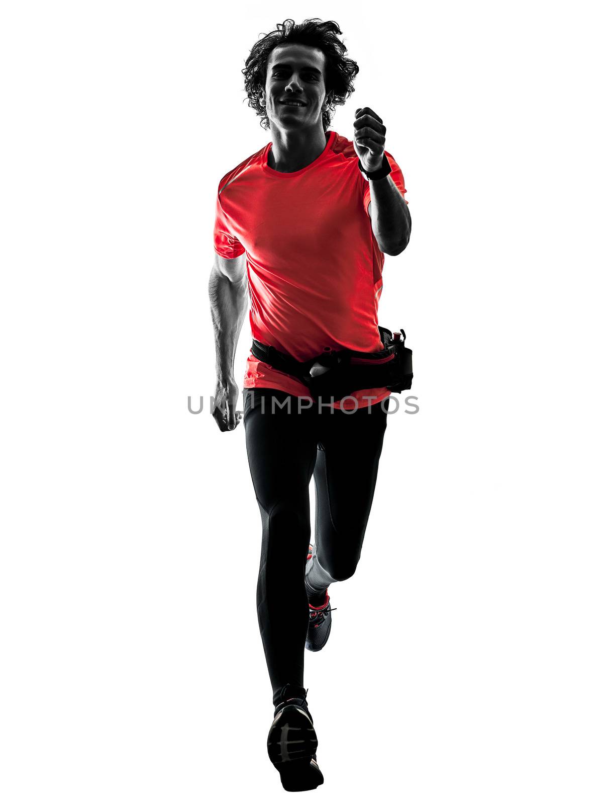 man runner running jogger jogging  isolated silhouette white bac by PIXSTILL
