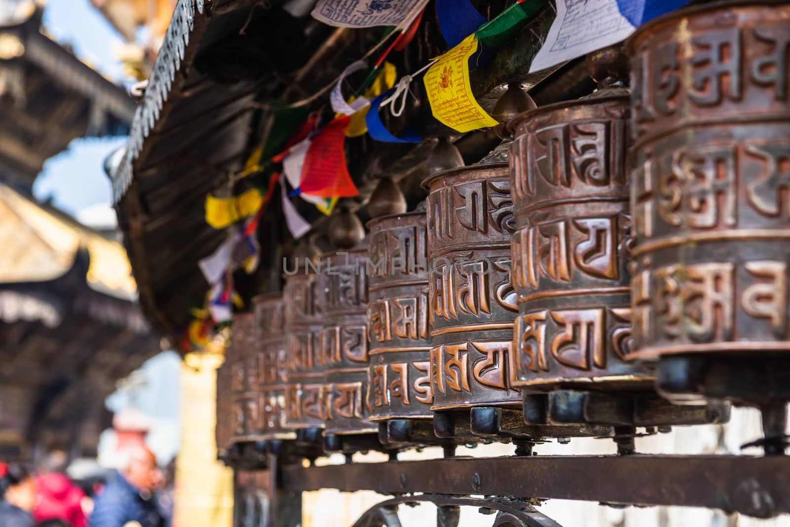 Prayer wheels at Boudhanath Stupa 