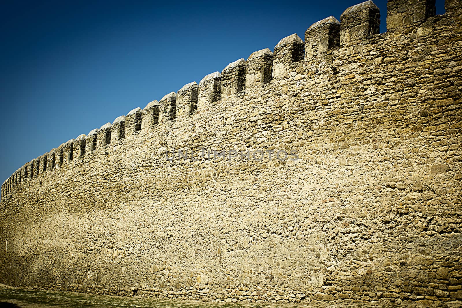 Old fortress wall in an ancient medieval castle