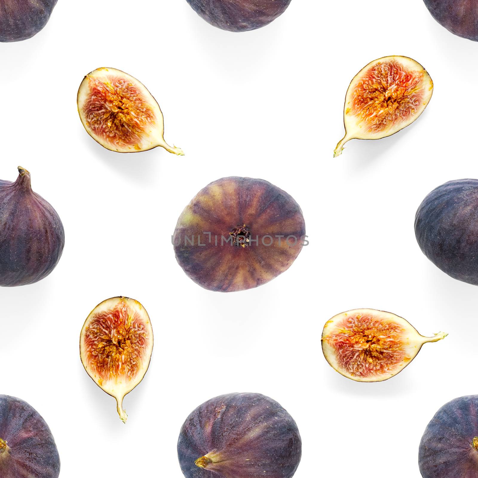 Seamless pattern with ripe figs. Tropical abstract background. Figs on the white background. Seamless pattern for print, textile, wallpapers, design templates.