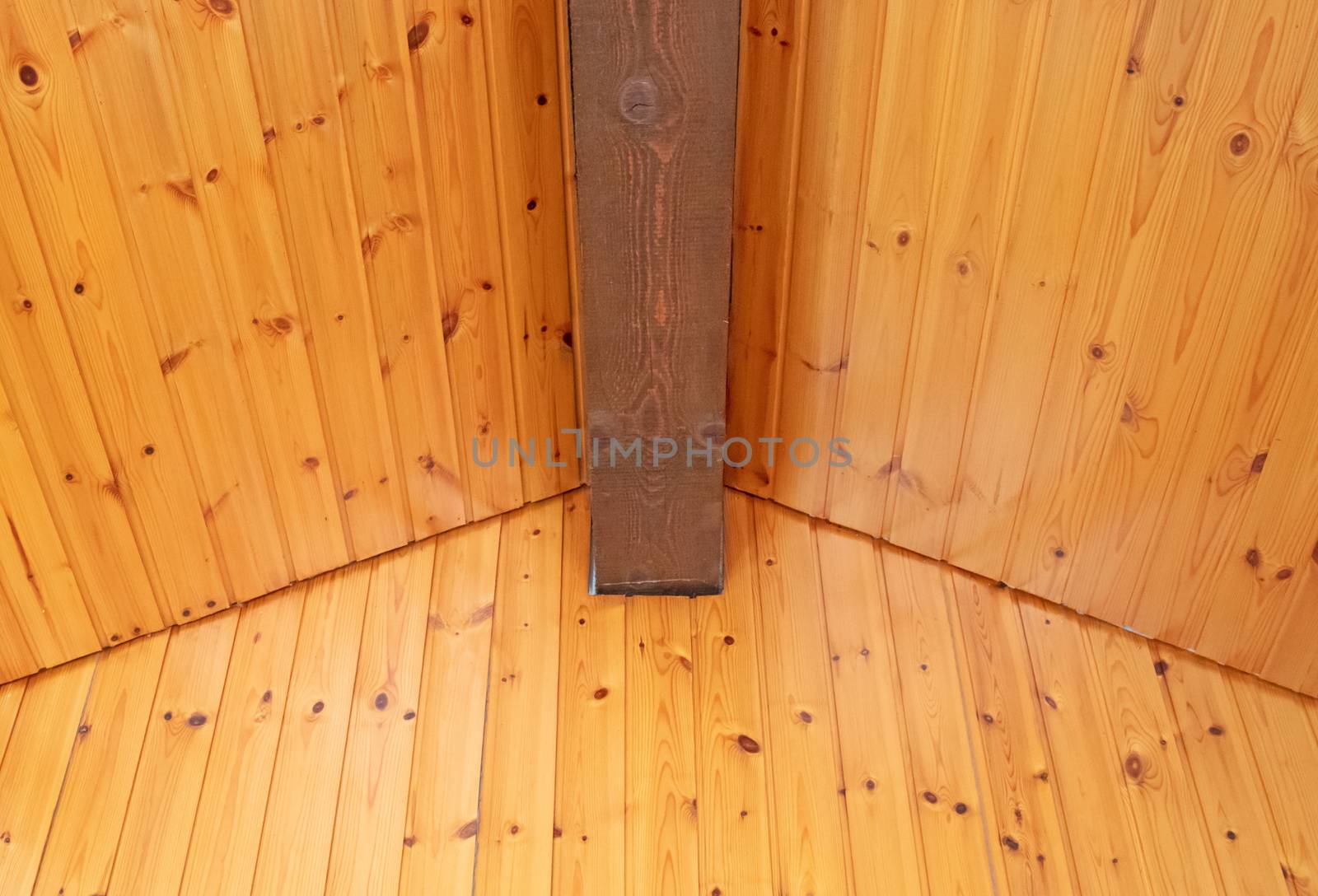 Rustic house ceiling with wide wooden beam support by michaklootwijk