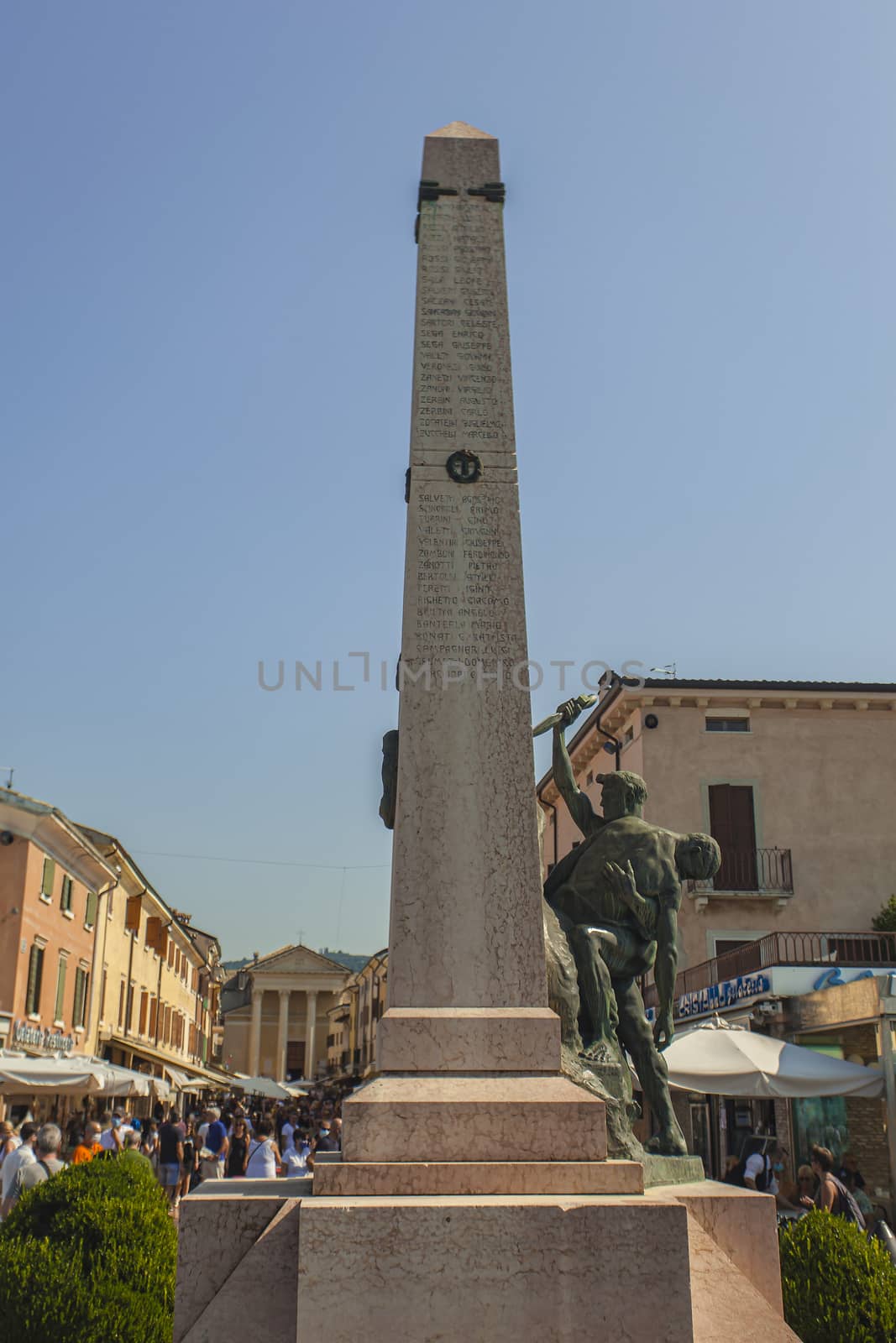 BARDOLINO, ITALY 16 SEPTEMBER 2020: Historic stele in Bardolino in Italy