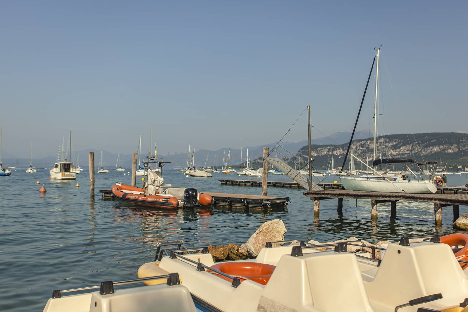 Port on Garda Lake of Bardolino with boats 2 by pippocarlot