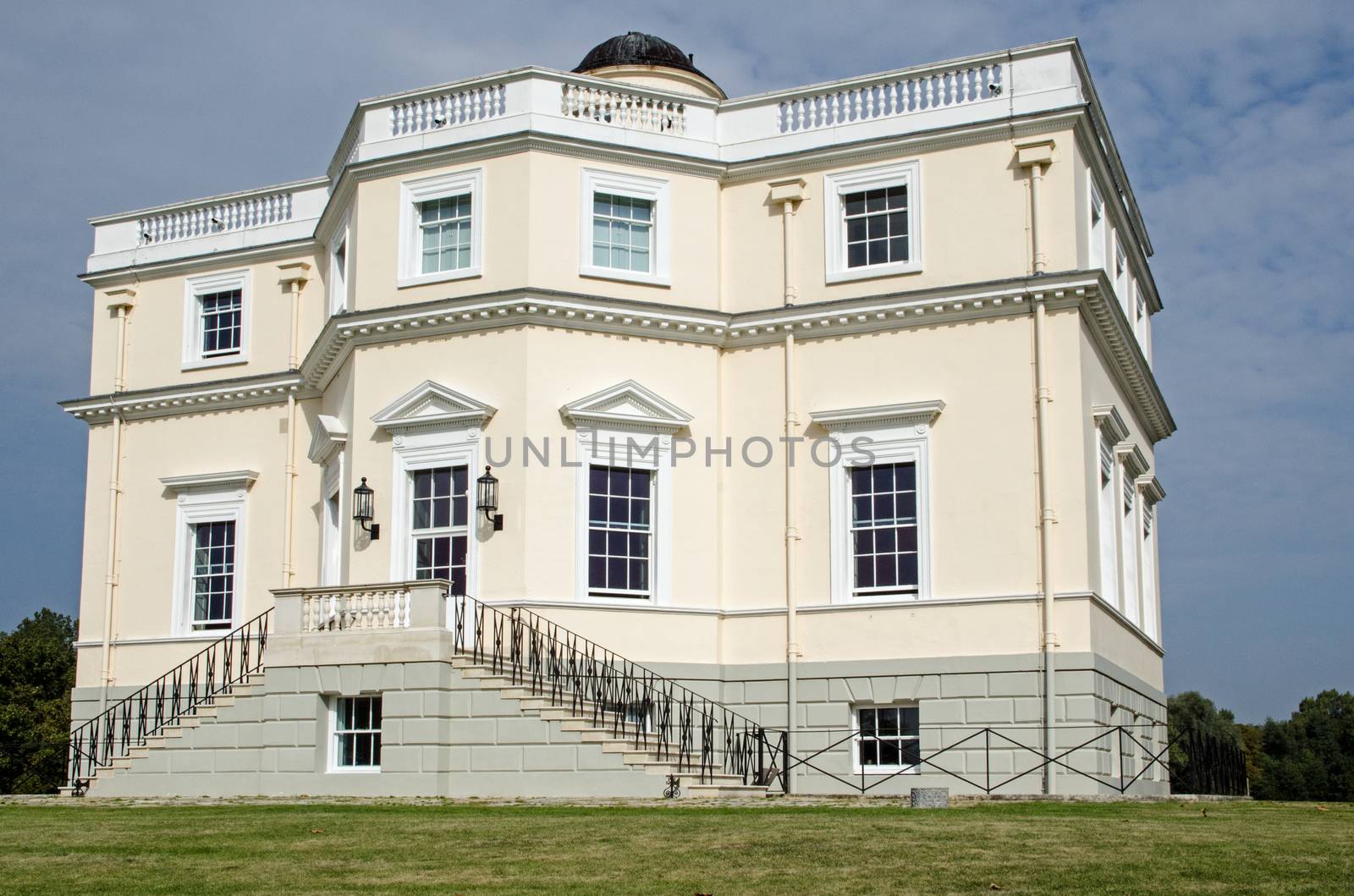 Exterior facade of the historic King's Observatory in the middle of Old Deer Park in Richmond Upon Thames, West London.  Built for King George III to watch the transit of Venus in 1769.