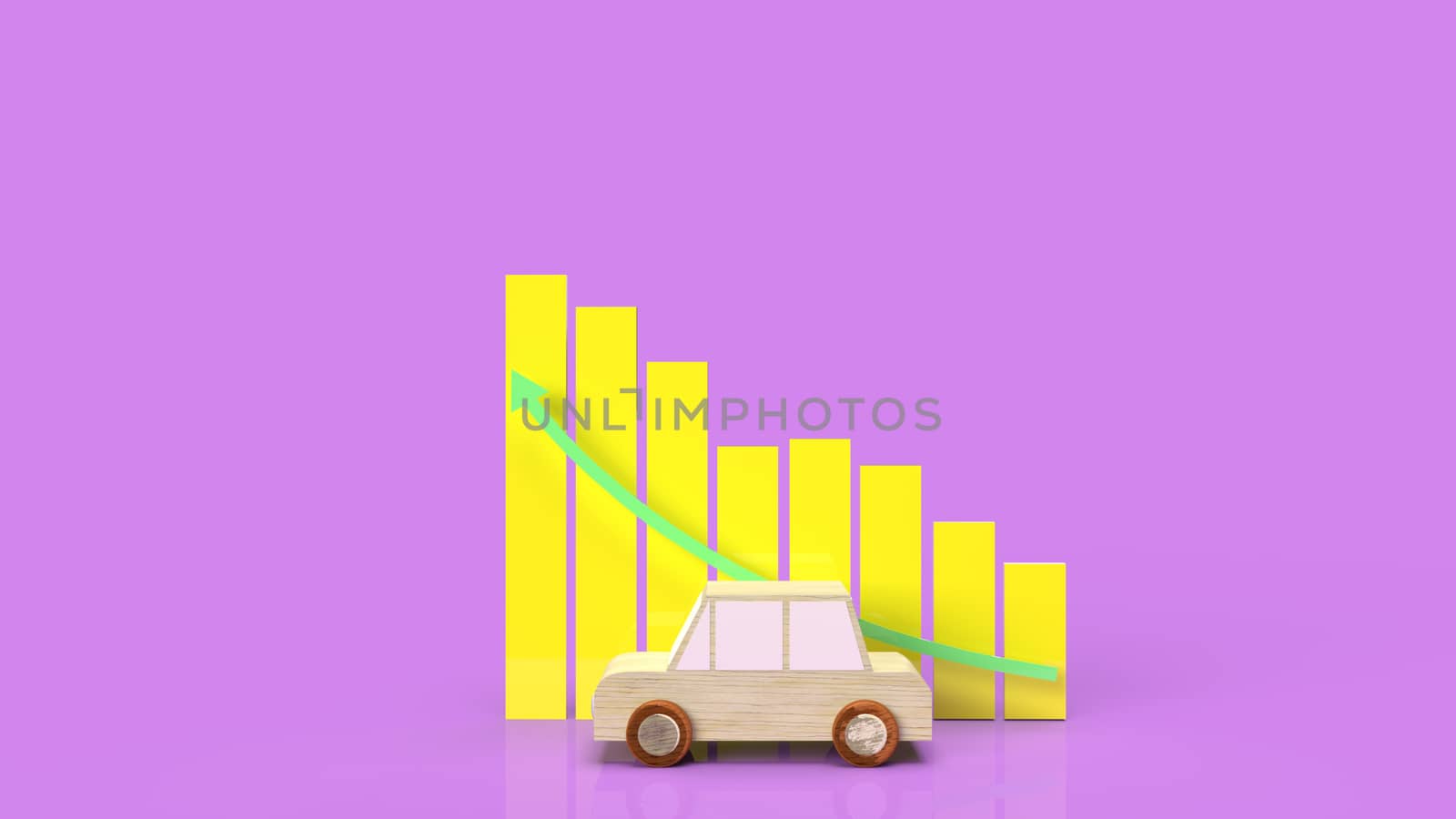 The car wood toy and chart for business content 3d rendering.
