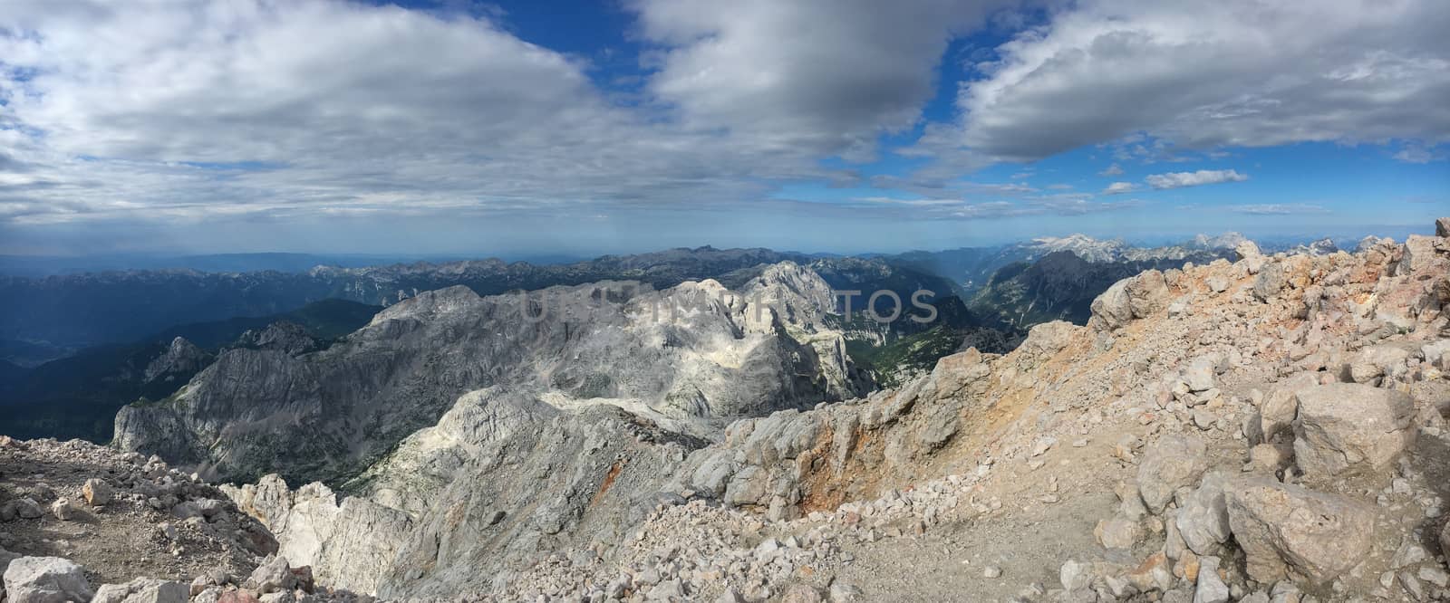 Triglav summit panorama view on surrounding mountain range of Triglav National Park in Slovenia by kb79