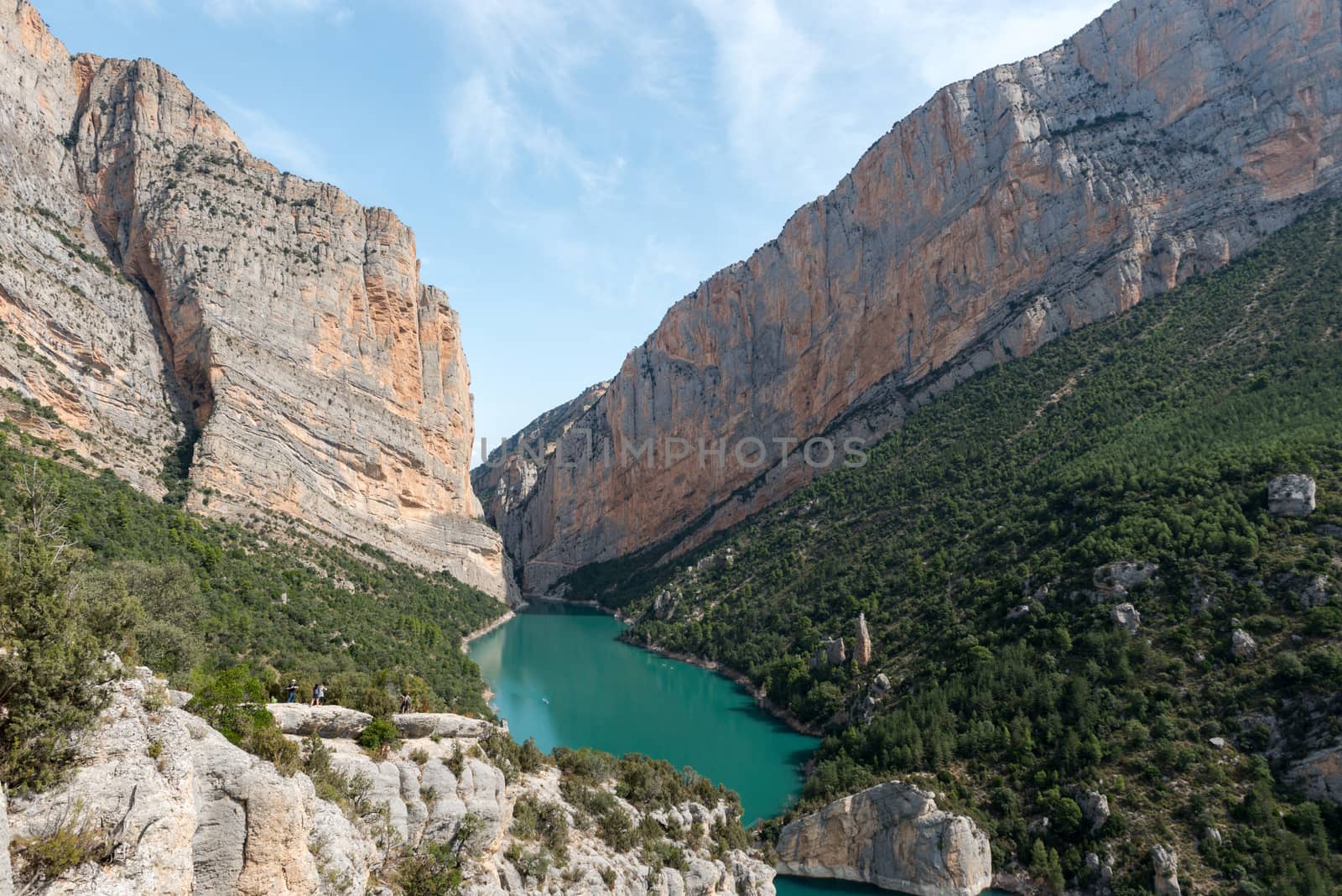 View of the Congost de Mont-rebei gorge in Catalonia, Spain in summer 2020.