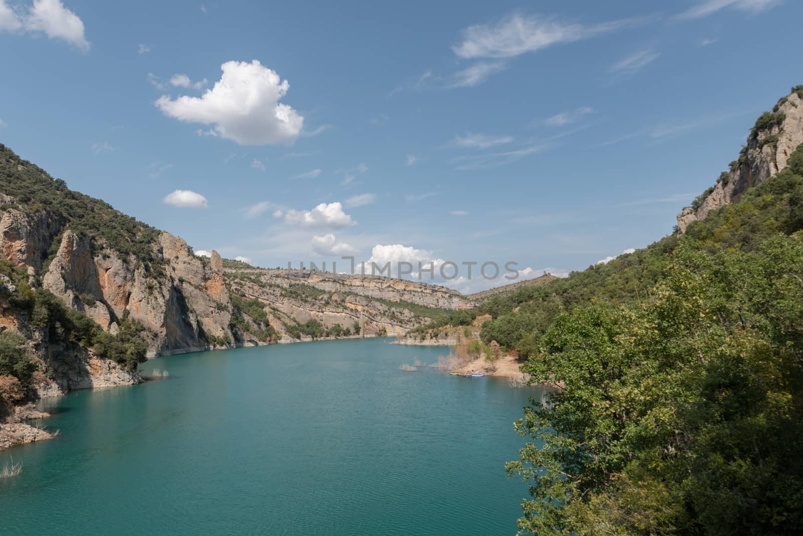 View of the Congost de Mont-rebei gorge in Catalonia, Spain in summer 2020.