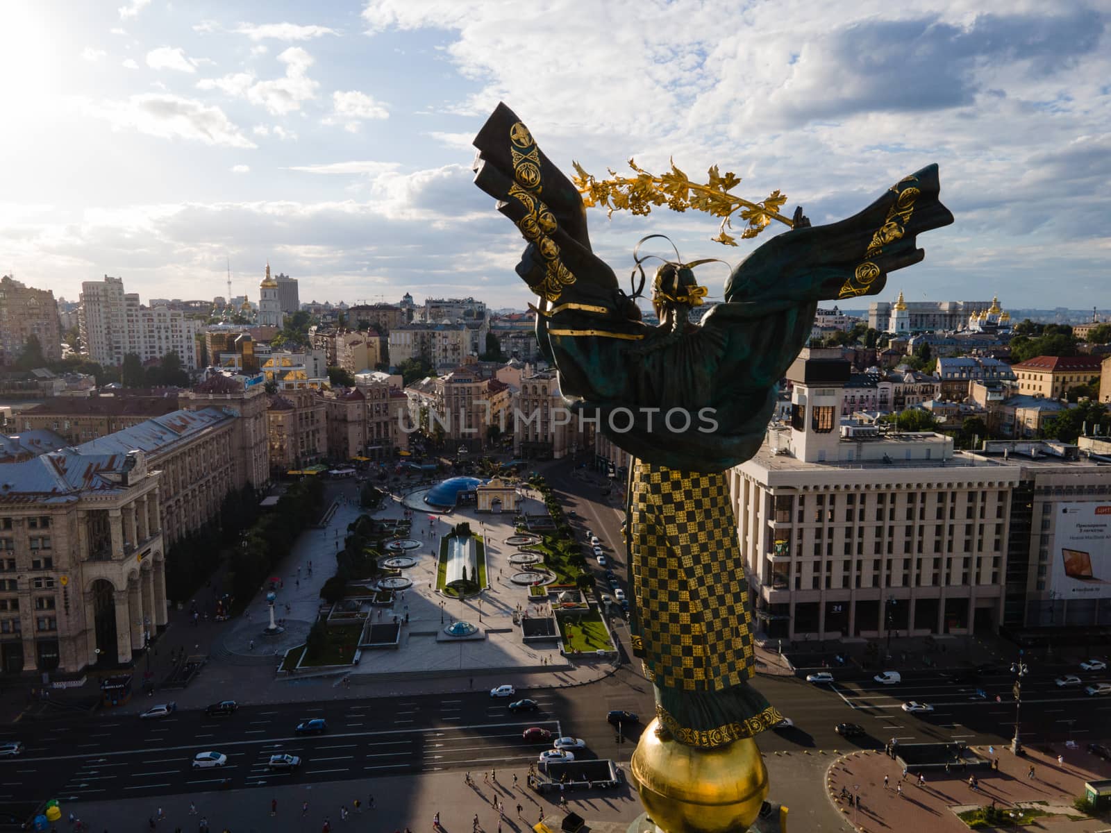 The architecture of Kyiv. Ukraine: Independence Square, Maidan Aerial view