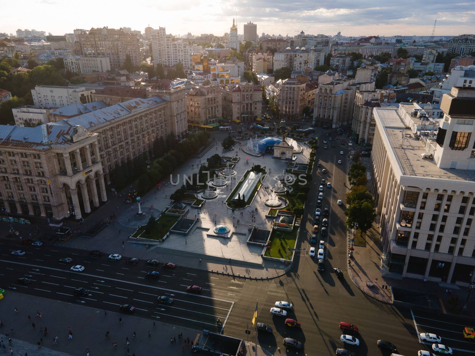 Independence Square in Kyiv, Ukraine. Maidan. Aerial view by Mykola_Kondrashev