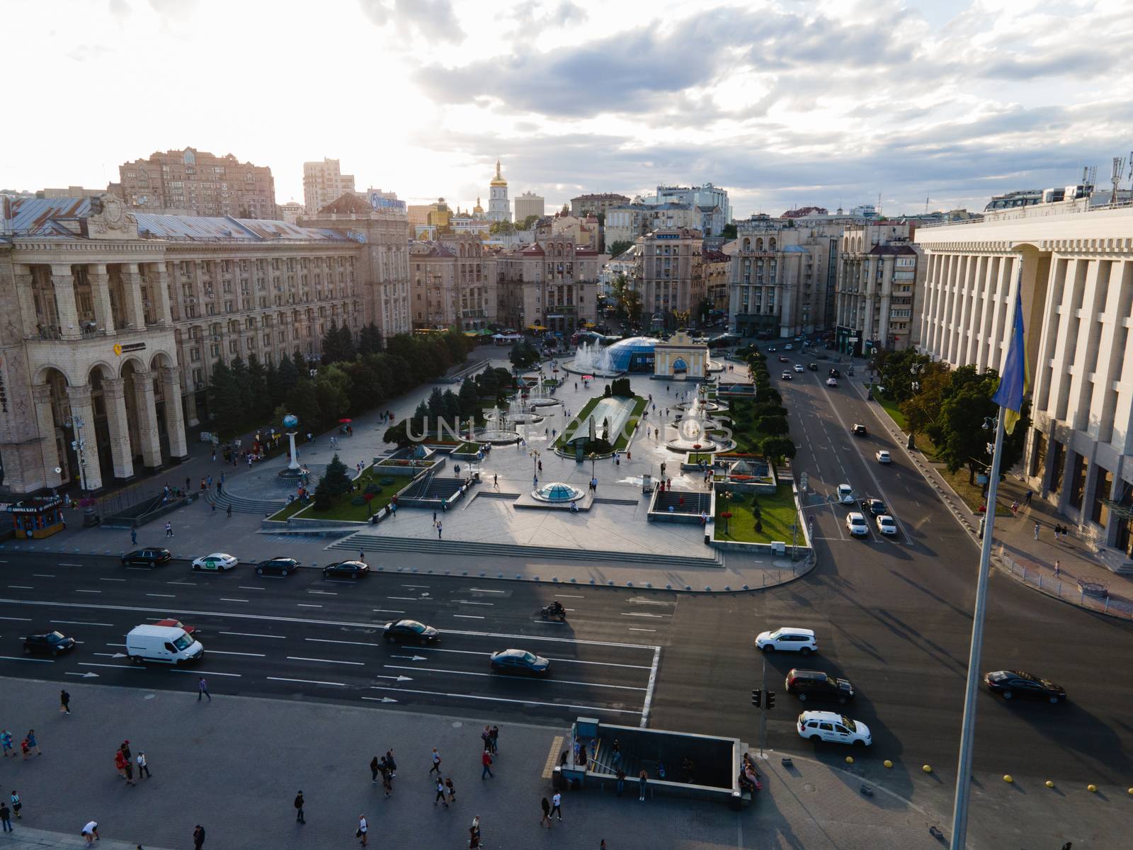 Independence Square in Kyiv, Ukraine. Maidan. Aerial view by Mykola_Kondrashev