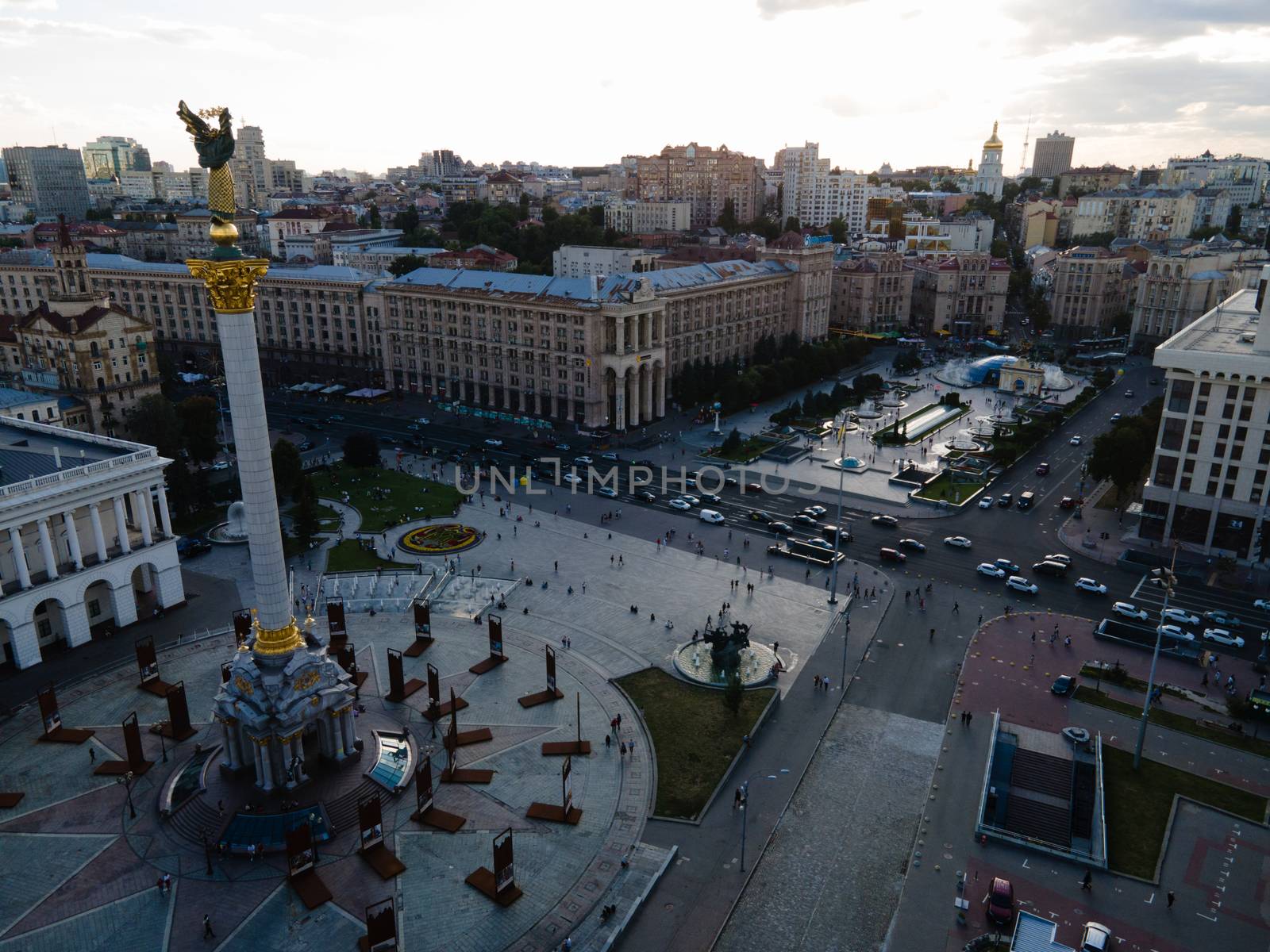 Independence Square in Kyiv, Ukraine. Maidan. Aerial view by Mykola_Kondrashev