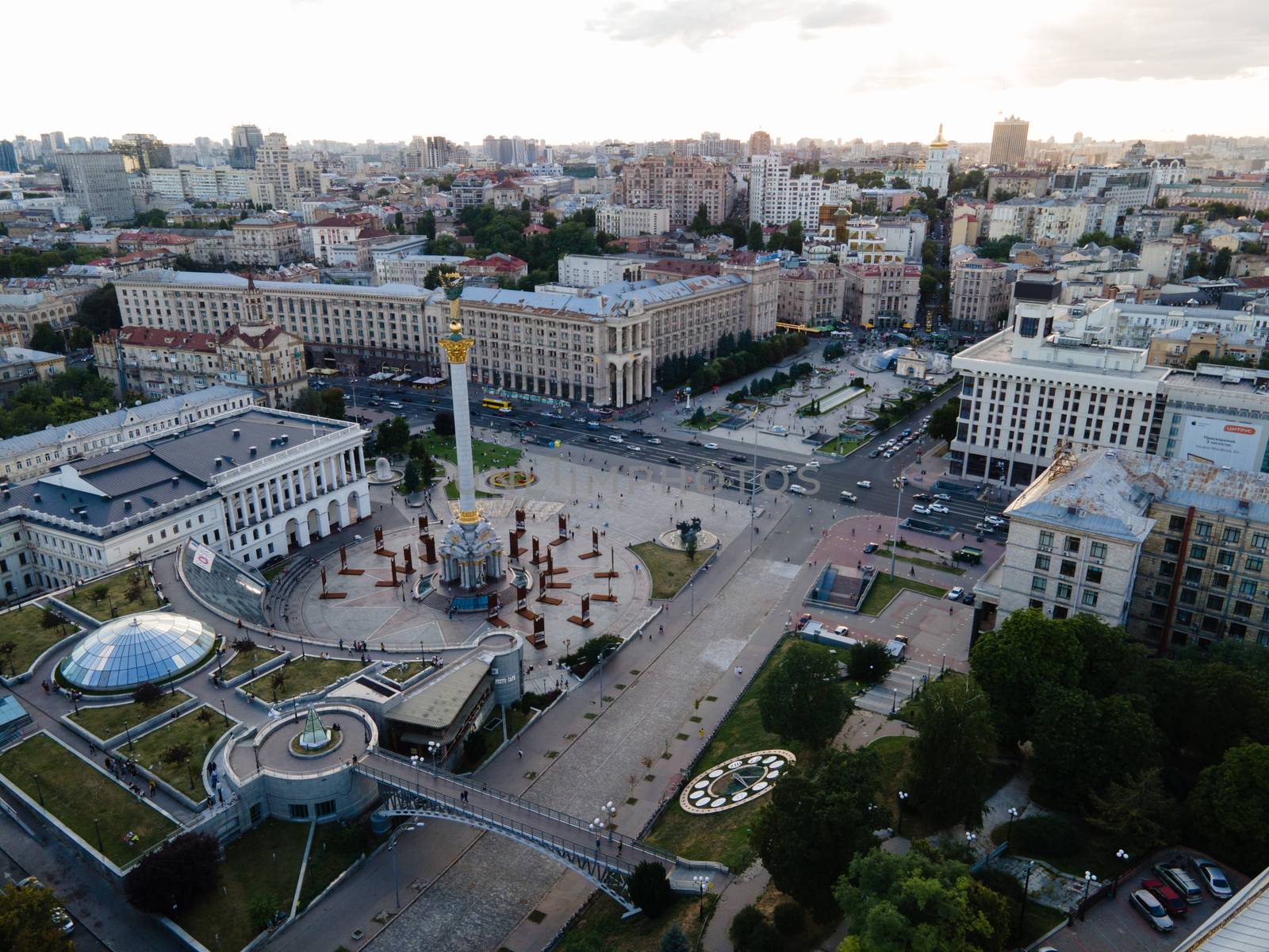 Independence Square in Kyiv, Ukraine. Maidan. Aerial view by Mykola_Kondrashev