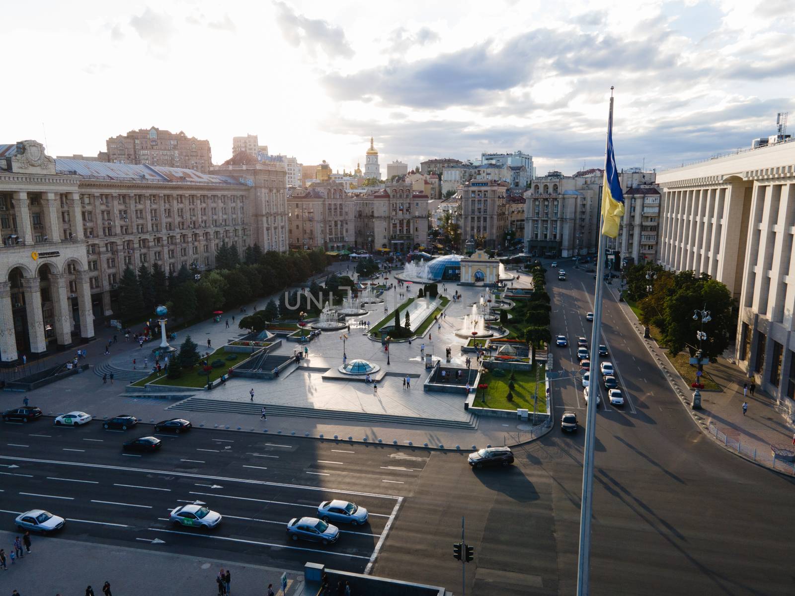 Independence Square in Kyiv, Ukraine. Maidan. Aerial view by Mykola_Kondrashev