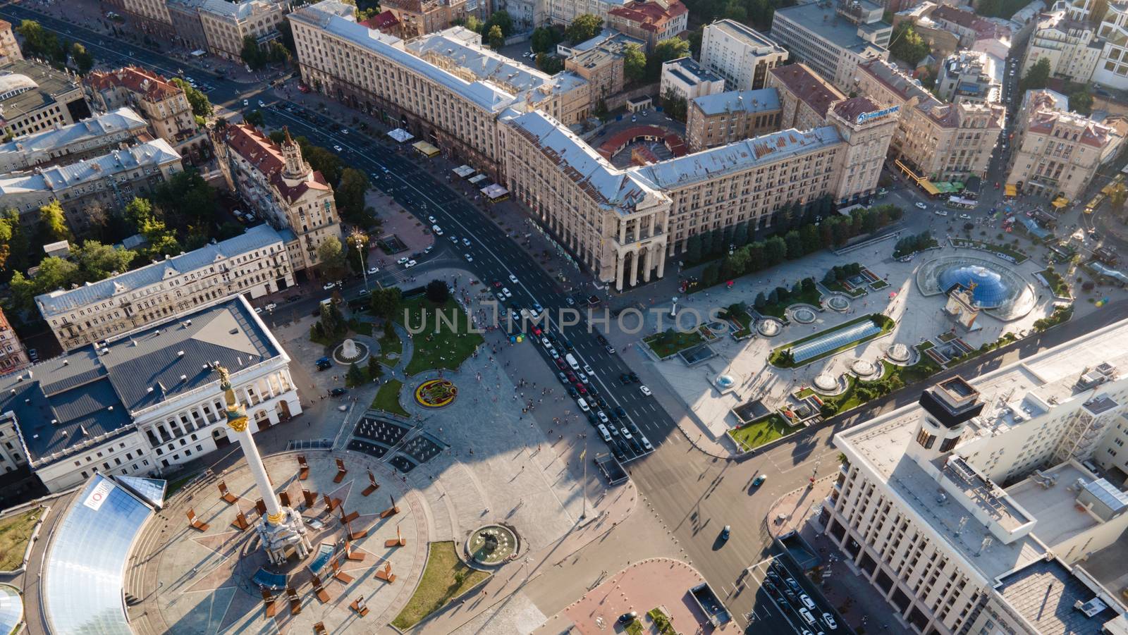 Independence Square in Kyiv, Ukraine. Maidan. Aerial view by Mykola_Kondrashev