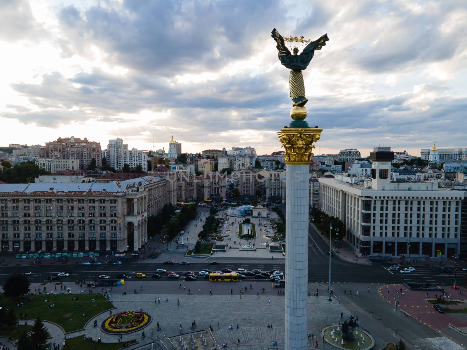 Independence Square in Kyiv, Ukraine. Maidan. Aerial view by Mykola_Kondrashev