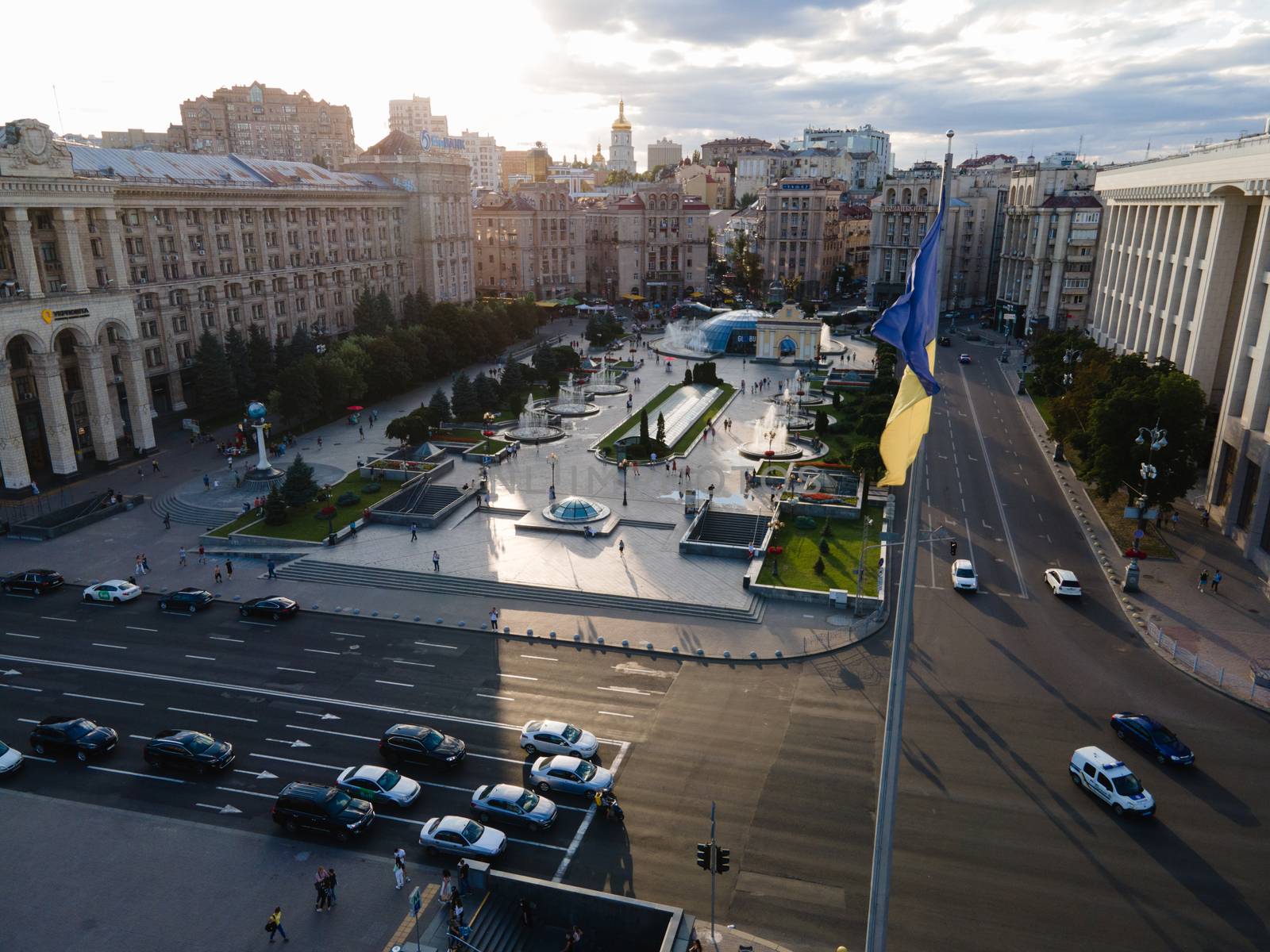 Independence Square in Kyiv, Ukraine. Maidan. Aerial view by Mykola_Kondrashev