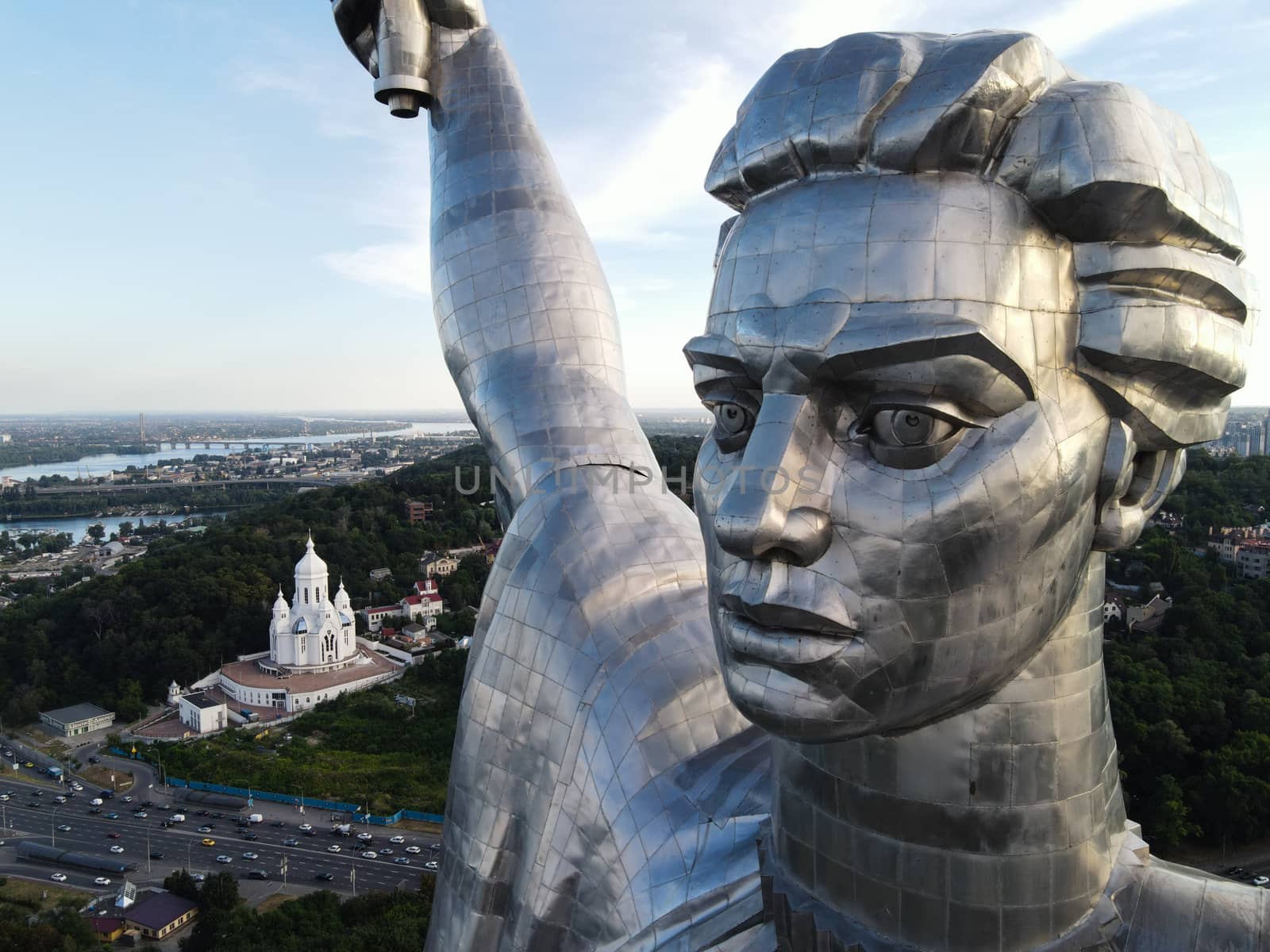 Aerial view of the Motherland Monument. Kyiv, Ukraine by Mykola_Kondrashev