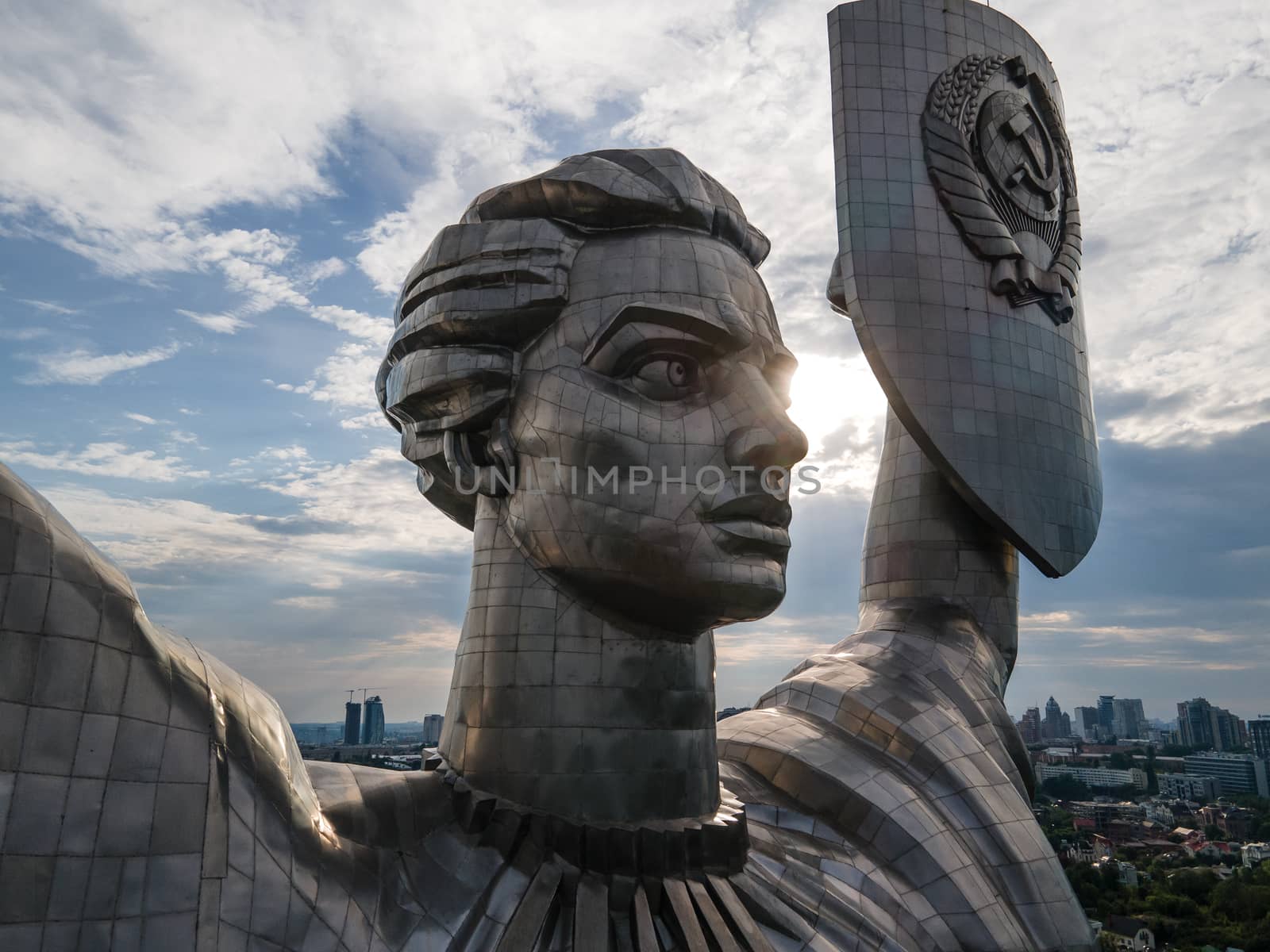 Kyiv, Ukraine : Aerial view of the Motherland Monument